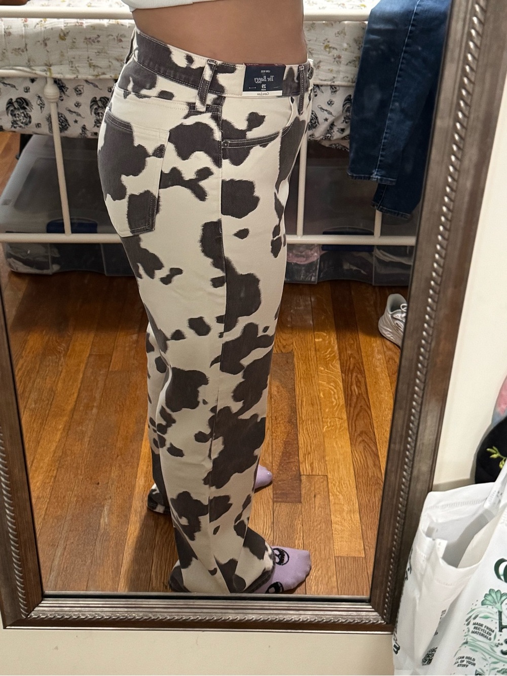 NWT A&F Cow Print Curve Love Low Rise Jeans - Picture 4 of 5